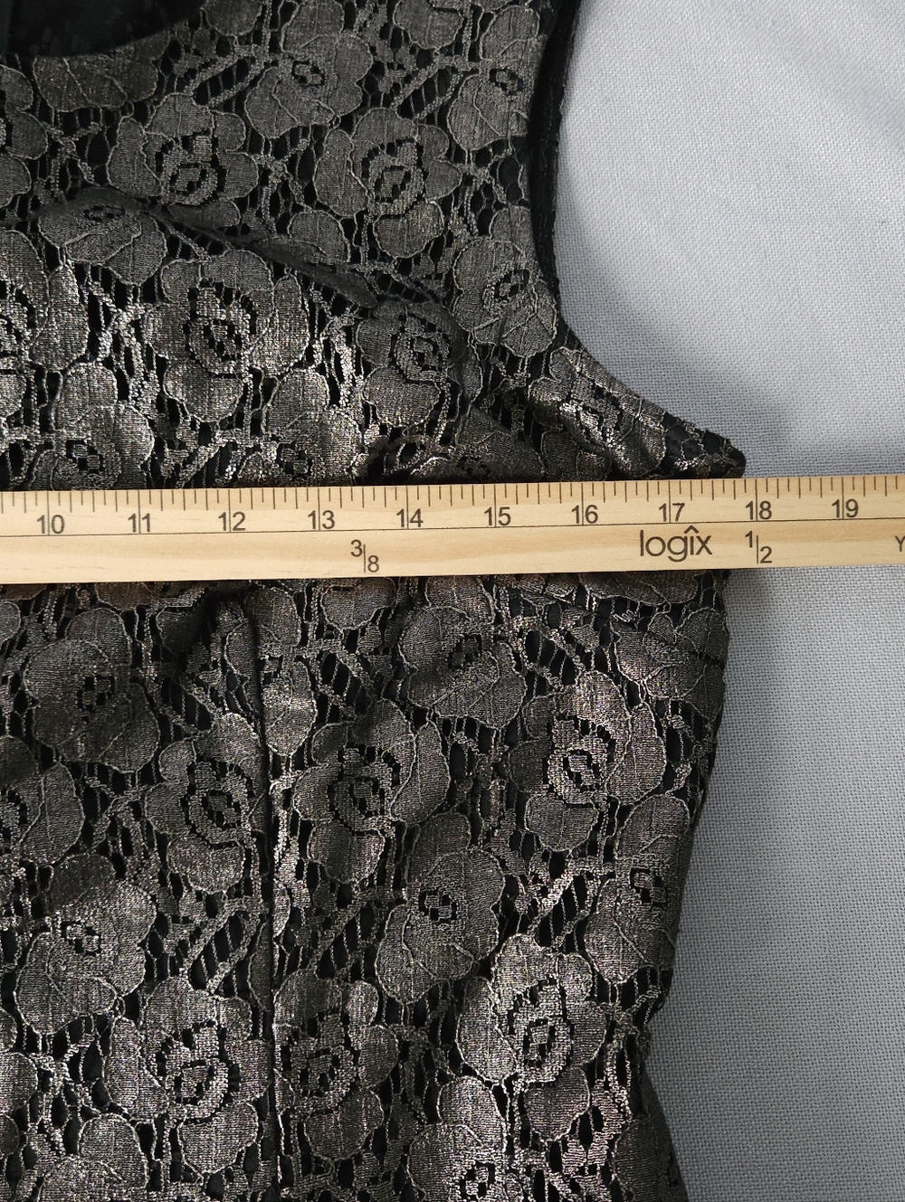WHBM Pewter Metallic Lace Sheath Dress 10 Cocktail Wedding Guest Old Money New - Picture 10 of 11